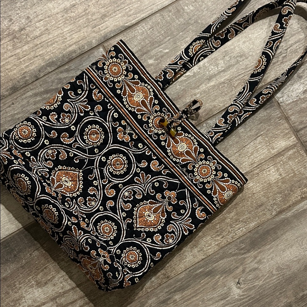 Vera Bradley Black and Brown Paisley Quilted Tote